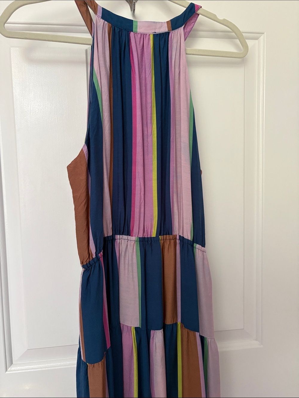 Women’s Striped Halter Maxi Dress in Multicolor